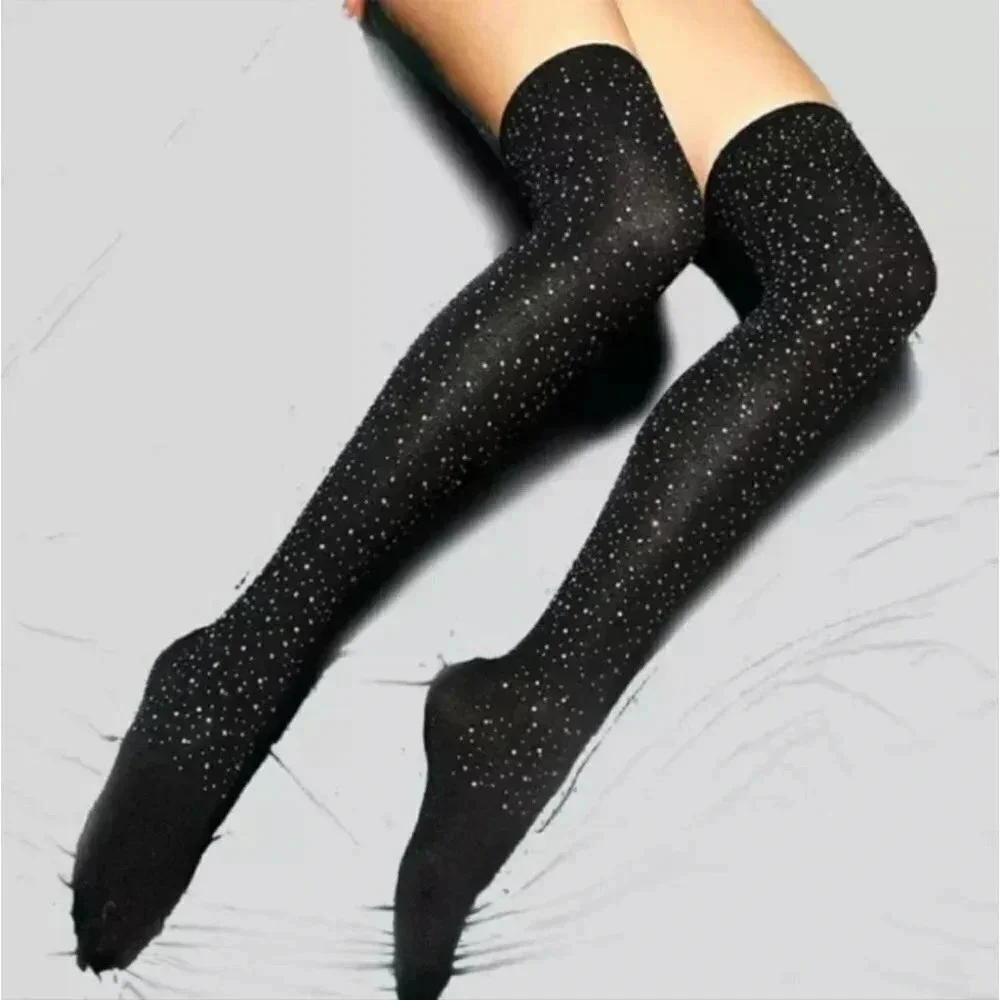 White Sequin Knee High Socks Sparkle White Sexy Sparkle Socks for Dress